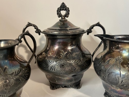 Antique ESSEX SILVER CO Quadruple Plated Silver 3 Piece Set - Picture 2 of 3