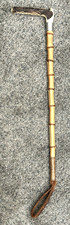 EARLY Riding Crop Vintage Leather STERLING SILVER Horse Whip Equestrian