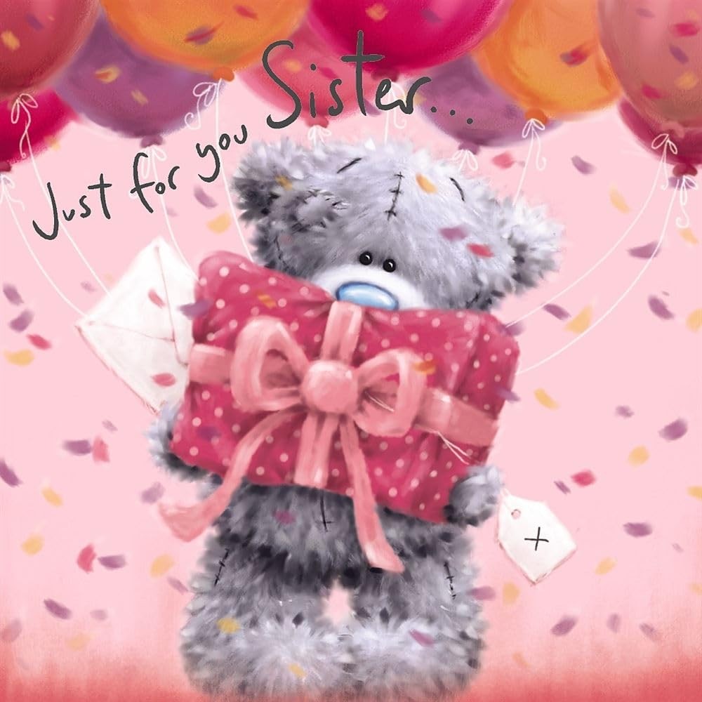 Me To You Bear Sister Softly Drawn Birthday Card 6 x 6 inch, Grey