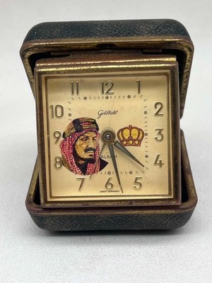 Rare Vintage Goldbühl West Germany Travel Alarm Clock King Saud Saudi Arabia Unt
