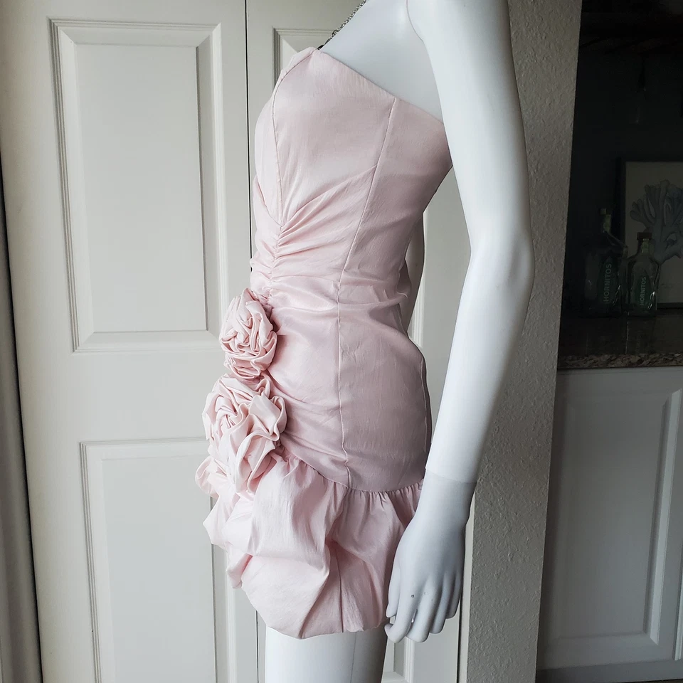 Mini Vestido de Cóctel Jessica McClintock Vintage Rosa Talla 6 Noche Floral Foto 4 de 4