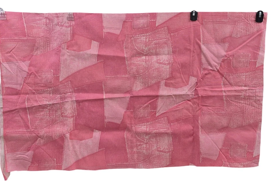 Vintage Pink Denim Patchwork Cotton Fabric Sample 44" x 54" - Image 4 of 4