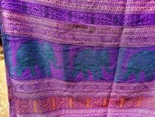 Pashmina Cashmere Scarf. Royal Purple/elephant Design. Excellent Condition