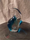 Vintage Clear / Blue Art Glass Elephant Figurine Original Sticker Murano