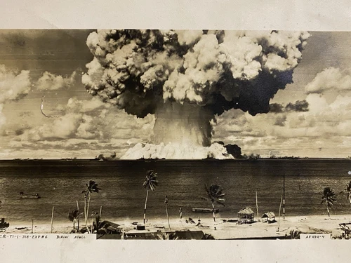 WW2 Bikini Atoll Pacific Atomic Bomb Nuclear Test Site Antique Snapshot Photo