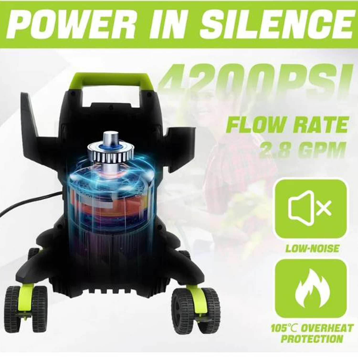 Electric Pressure Washer 5000 PSI High Pressure Washer Portable Powered Washer