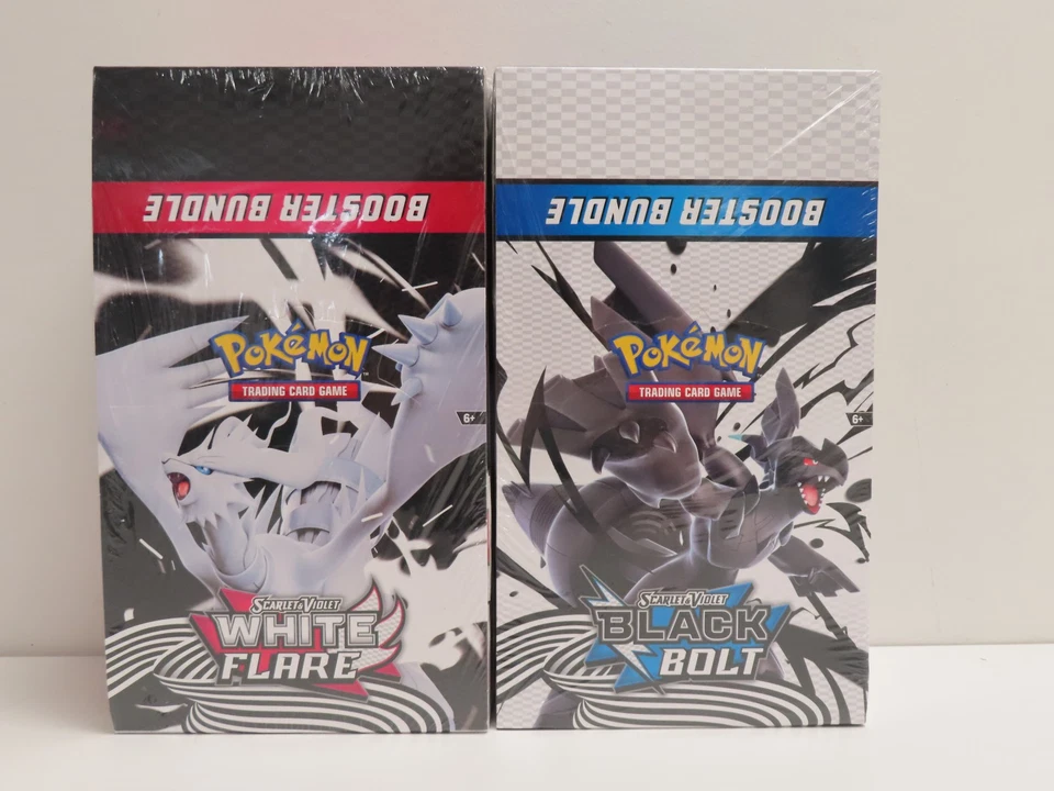 (2) Lot 2025 Pokemon SV White Flare & Black Bolt Booster Bundle Display Box