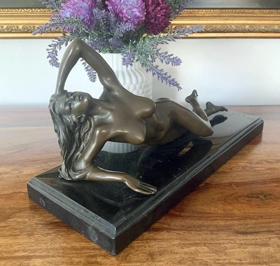 Bronzefigur Jungfrau Bronze Skulptur Frau Statue Akt Venus Erotik Deko Kunst - Bild 1 von 4