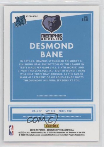 2020-21 Panini Donruss Optic Rated Purple Prizm Desmond Bane #180 Rookie RC - Zdjęcie 2 z 7