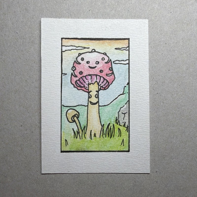ACEO Original, Stay Happy, Abstract Watercolor Trading Card - by Smolart