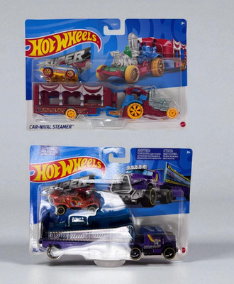 Hot Wheels Car-nival Steamer Super Rigs & Rumble Road Hauler Set 2018