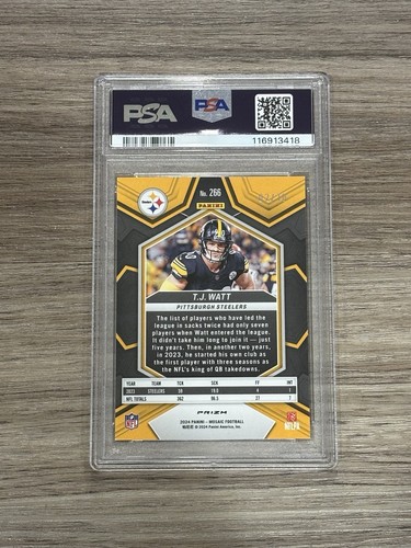 2024 Panini Mosaic Tj Watt #266 Gold Orgoglio Nazionale /10 PSA 9 POP 2 - Foto 2 di 2
