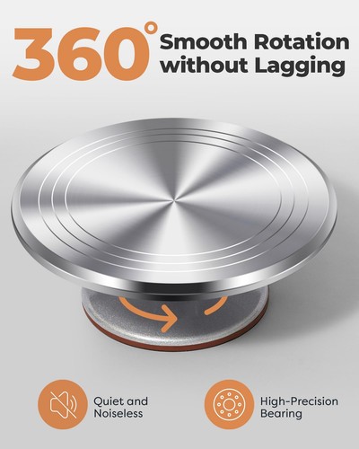 Aluminium Cake Turntable Set, Baking Tools with Revolving 12" Cake Stand for ... - Picture 3 of 6
