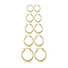 5 Pairs Small Gold Hoop Earrings for Women, Stainless Steel 8mm-18mm,