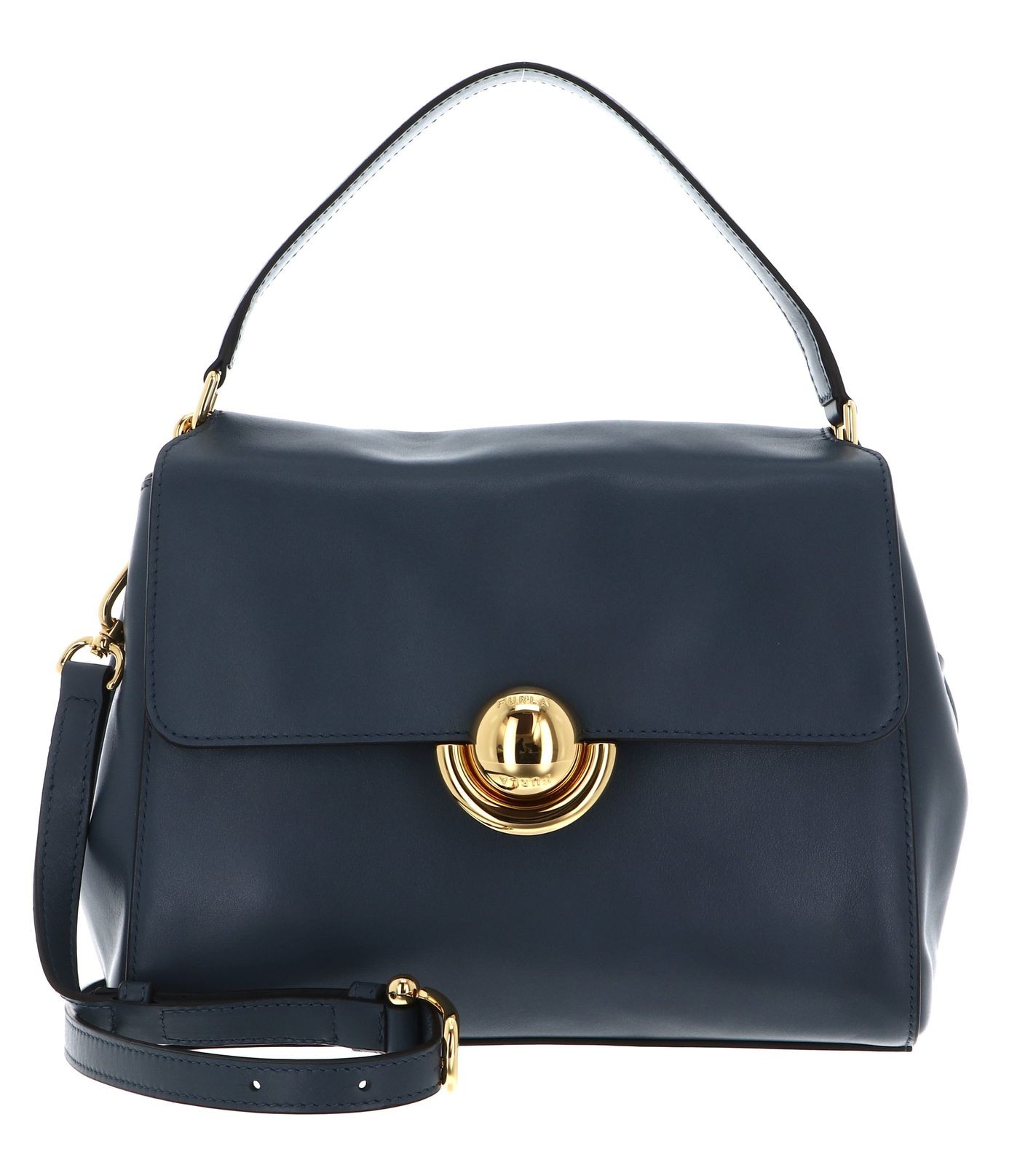 FURLA Vitello Varenne Domus Top Handle Bag S Grigio Blu