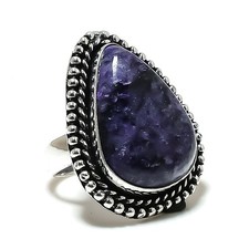 Ring Russian Charoite Gemstone Handmade 925 Sterling Silver Jewelry Size 6 F753