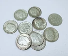 LOT OF  10 ROOSEVELT SILVER DIMES 90% SILVER ALL 1950's #6380