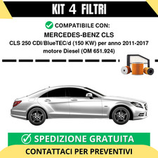 Kit 4 Filtri Tagliando per MERCEDES-BENZ CLS CLS 250 CDI/BlueTEC/d 150 kw Die...