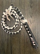 black and white 5 foot Mexican leather whip Equestrian Outdoor 352