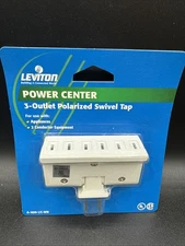 Leviton Three Outlet Swivel Receptacle Outlet Adapter 15A  2 Prong 1875w Max