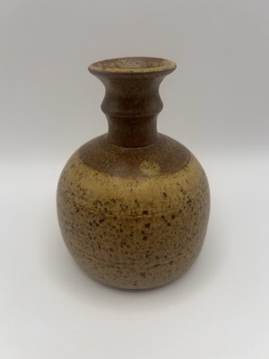 Handmade Studio Pottery Bud Vase Brown Speckled Stoneware Wheel Thrown 5 