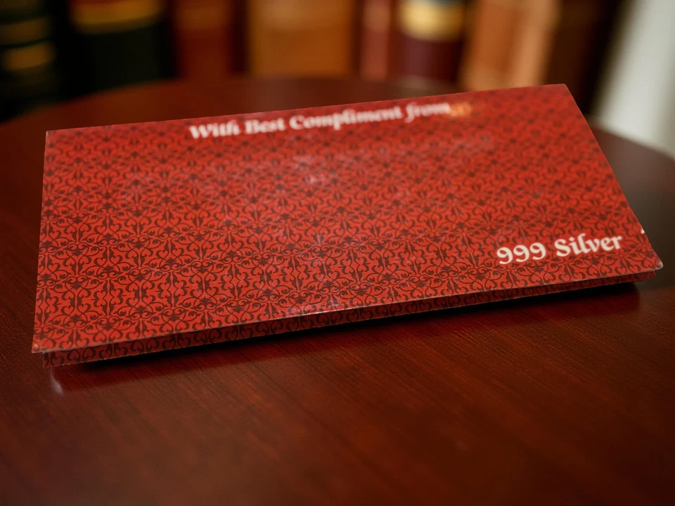 92.5 Sterling Silver Rs 100 Currency Note Old Indian 6.5x2.5in Shagun Gift Pack - Image 2 of 4