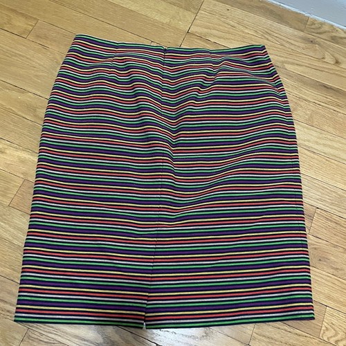 Talbots Women's 12 Rainbow Multi Color Striped Cotton Blend Pencil Skirt Career - Picture 6 of 6
