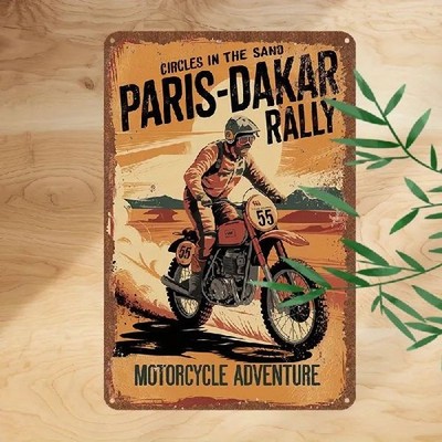 Blechschild Paris Dakar Rally Motorrad Abenteuer Vintage Metallschild TEL3365