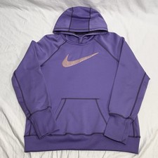 Nike Thermafit Lavender Purple Hoodie Pink Embroidery Large Pullover Sweatshirt