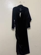 Anthropologie Black Velvet Midi Gown Dress 1X...