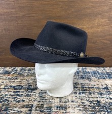 Akubra Snowy River 1010 Hat Mens XL 62 Black Fur Felt Australian Outback Cowboy