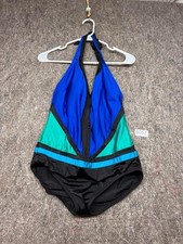 Longitude Womens Swimsuit One Piece Padded Blue Green Black Size 14