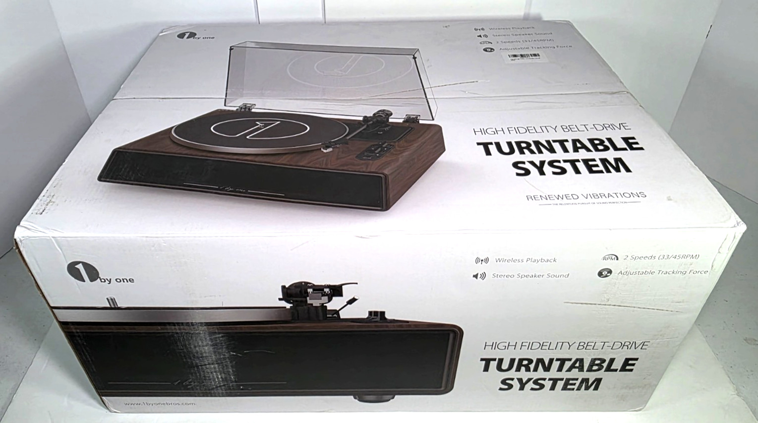 1 by ONE High Fidelity Belt Drive Turntable with Built-in Sp