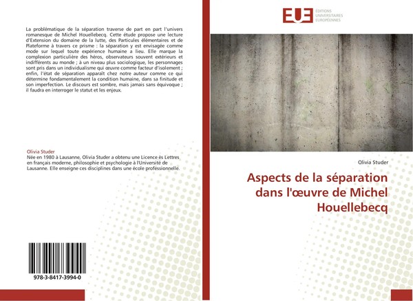 Olivia Studer | Aspects De La SéParation Dans L'¿Uvre De Michel Houellebecq-image