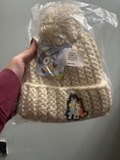 Bluey Child  s Pom Pom Beanie Cream New In Bag