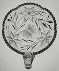 Canastota Poinsettia & Butterfly Cut Glass Nappy Ideal Cut Glass Co