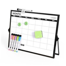 17"x12" Dry Erase Calendar,Magnetic Desktop Whiteboard with Stand, Reusable
