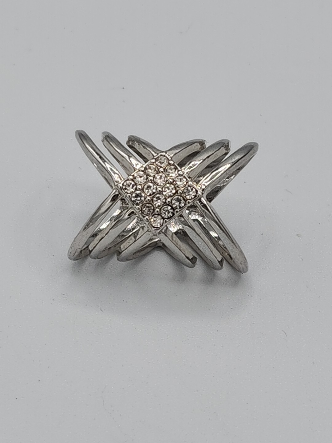 VTG Rhinestone Statement Ring Large Filigree Cock… - image 3