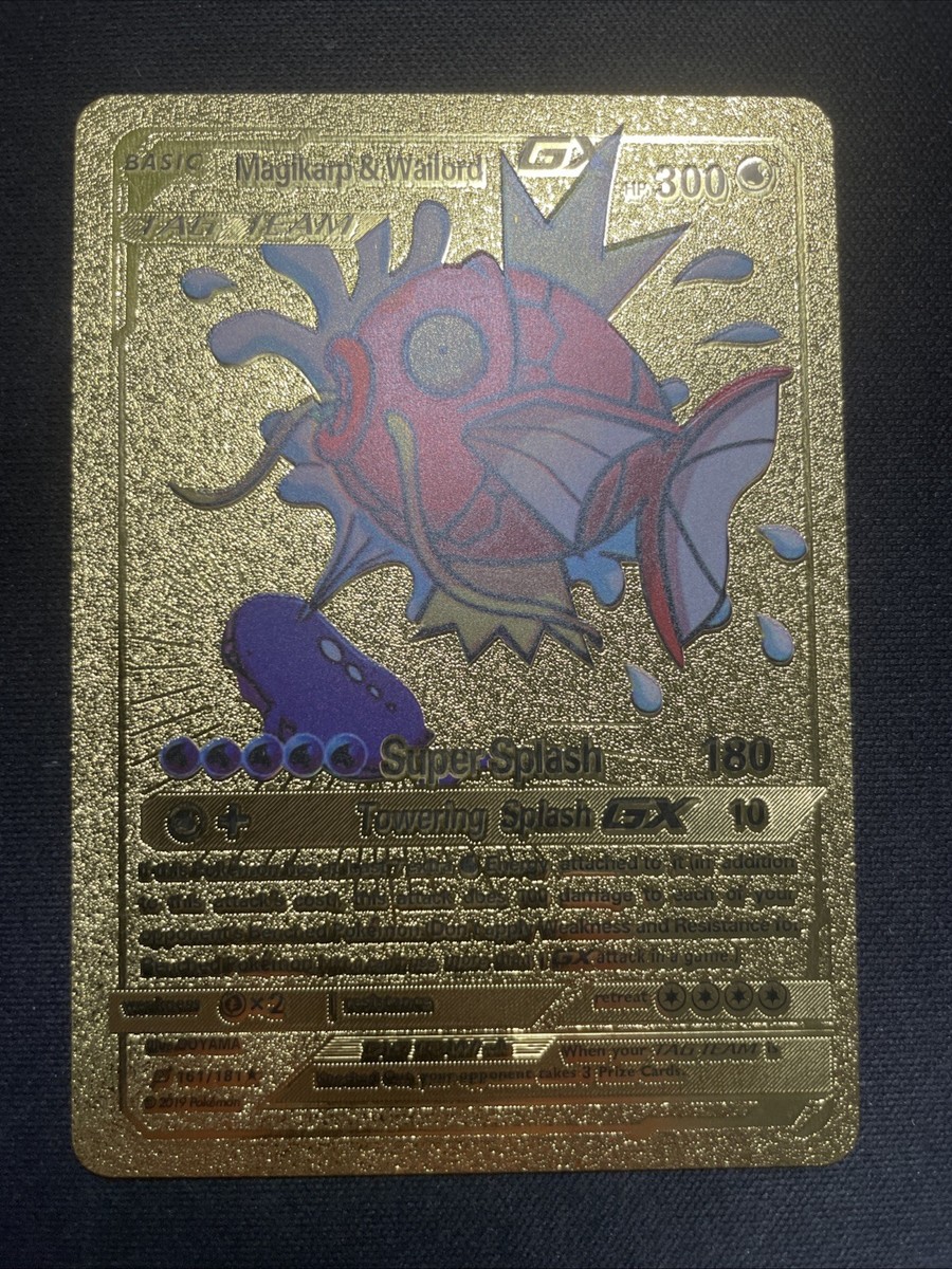 Pokemon Magikarp & Wailord GX Gold Foil Fan Art Card 161/181 tag