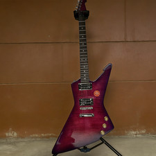 Purple Explorer Electric Guitar HH Pickup Rosewood Fretboard Flamed Maple Top