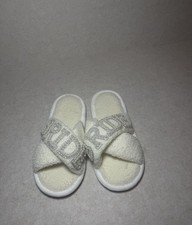Wedding Bride Bridal Cream White Slippers Pearl Rhinestone Women Size 7-8