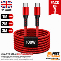 Type C to Type C Cable PD 100W Fast Charger Long Braided Alloy USB-C Lead