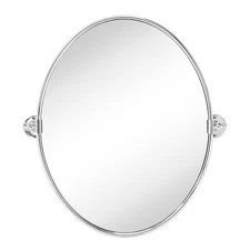 Oval Chrome Metal Pivot Bathroom Vanity Mirror Tilting Vanity Mirrors for Wal...