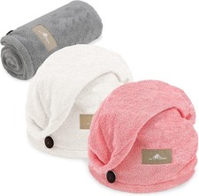 Hair Towel Wrap, Luxury Quick Drying Turban, Ultra Soft Absorbent Cap, with