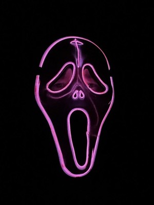 Ghost Face Light-Up Halloween Mask Tested Works Solid Or Flashing Scream