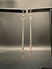Two Pairs of Bohemian Minimalist Style Sterling Silver Drop Earrings -65mm, 55mm — photo 2