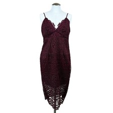 Bardot Women's Lace Midi Dress Size 10/ Large Purple Sleeveless V Neck Lined