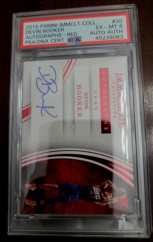 2015 Panini Immaculate Collection Auto /25 Devin Booker RC, PSA 6, Very Nice!!!