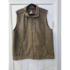 Orvis Mens Herringbone Full Zip Vest Brown Reinforced Shoulders Gorpcore Layers