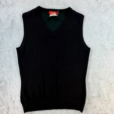 Vintage Esprit Women’s Sweater Vest Black Wool Blend Knit V-Neck 90s Y2K M
